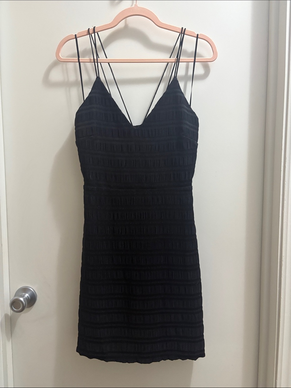 Endless Rose Black Double-Strap V-Neck Mini Dress